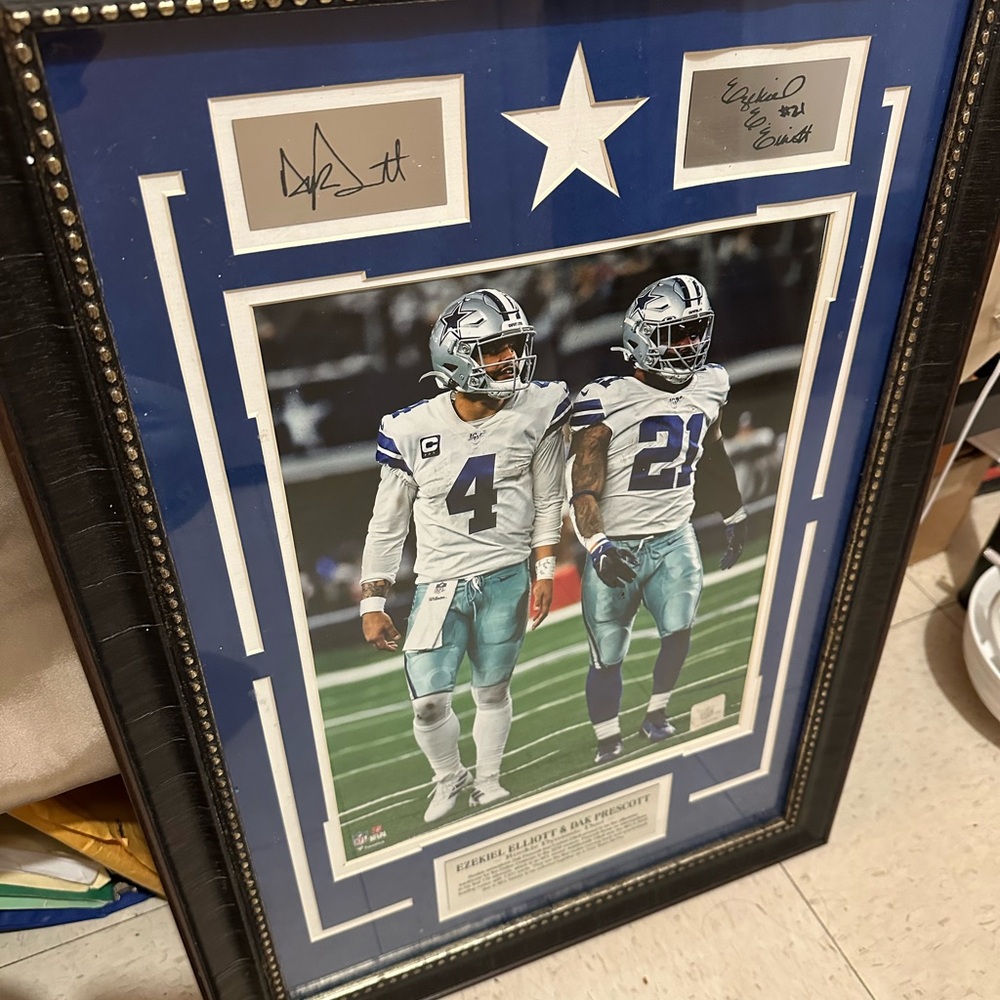 Blue and Silver Framed Sports Memorabilia
